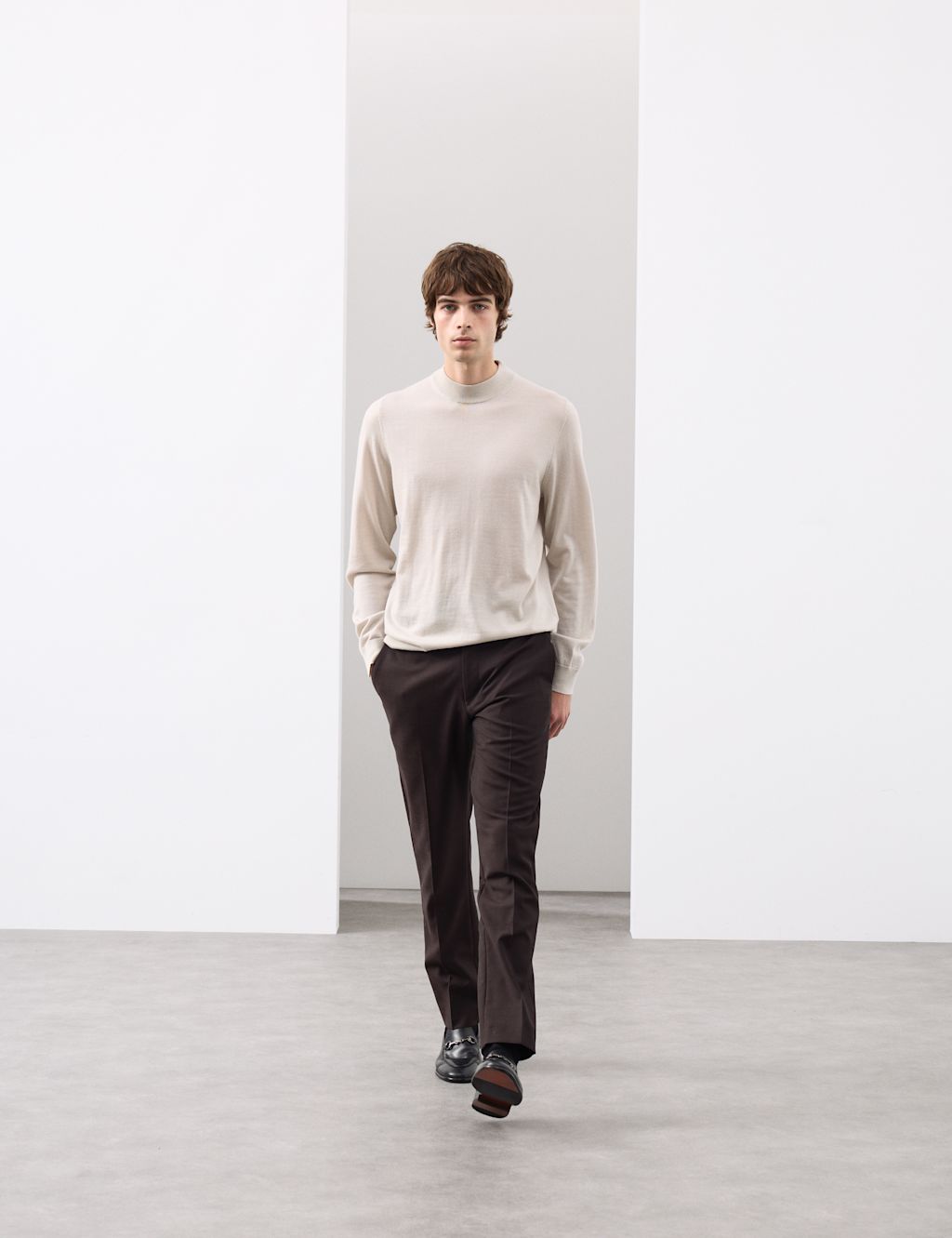 Autograph Pure Extra Fine Merino Wool Performance Jumper - SREG - Stone, Stone