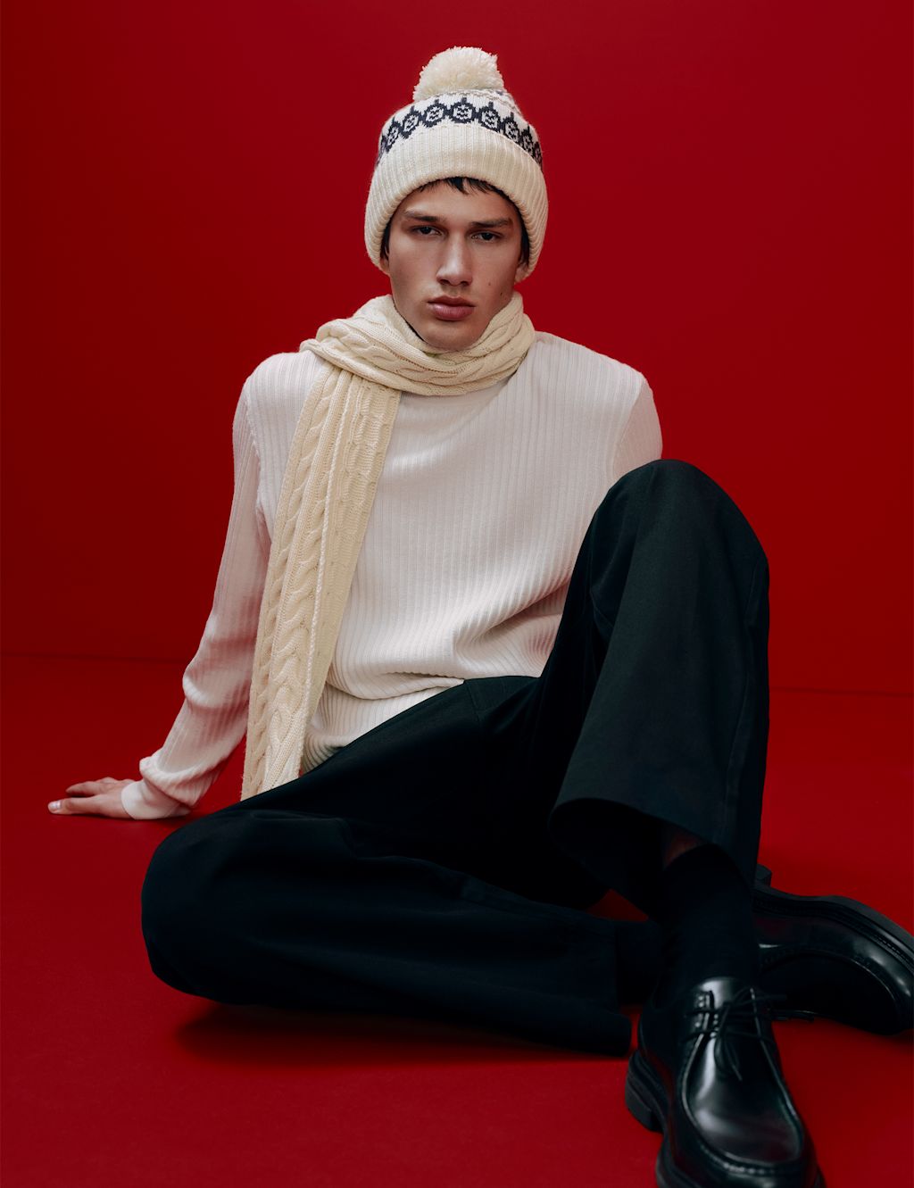 Autograph Merino Wool Blend Ribbed Performance Jumper - XLREG - Light Natural, Light Natural