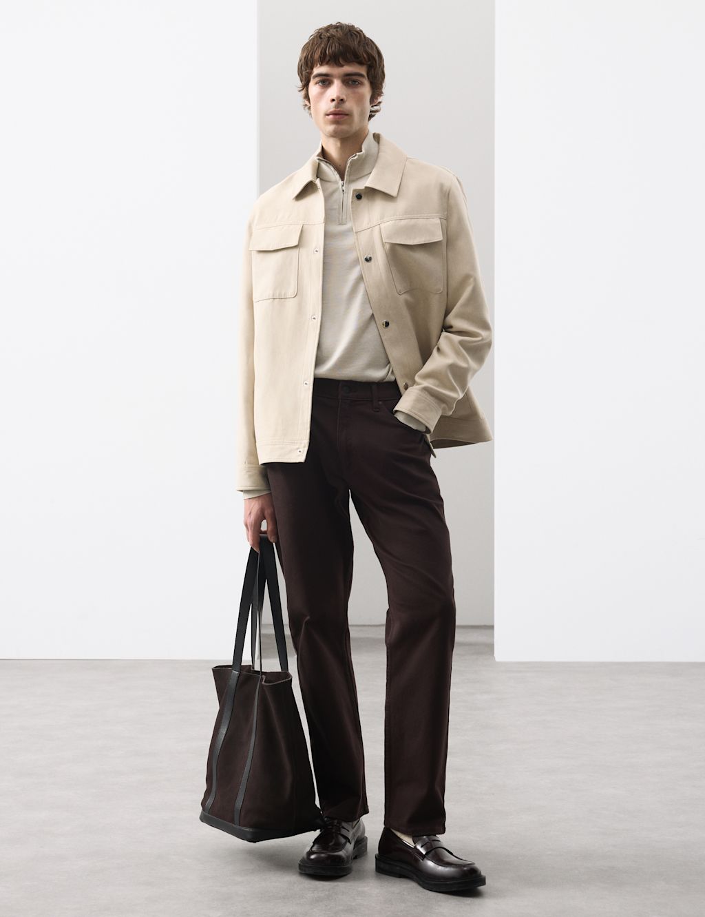 Autograph Pure Extra Fine Merino Wool Half Zip Jumper - XXLREG - Light Stone, Light Stone