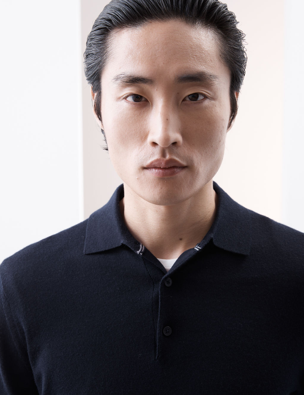 Autograph Pure Extra Fine Merino Wool Knitted Polo Shirt - LREG - Navy, Navy