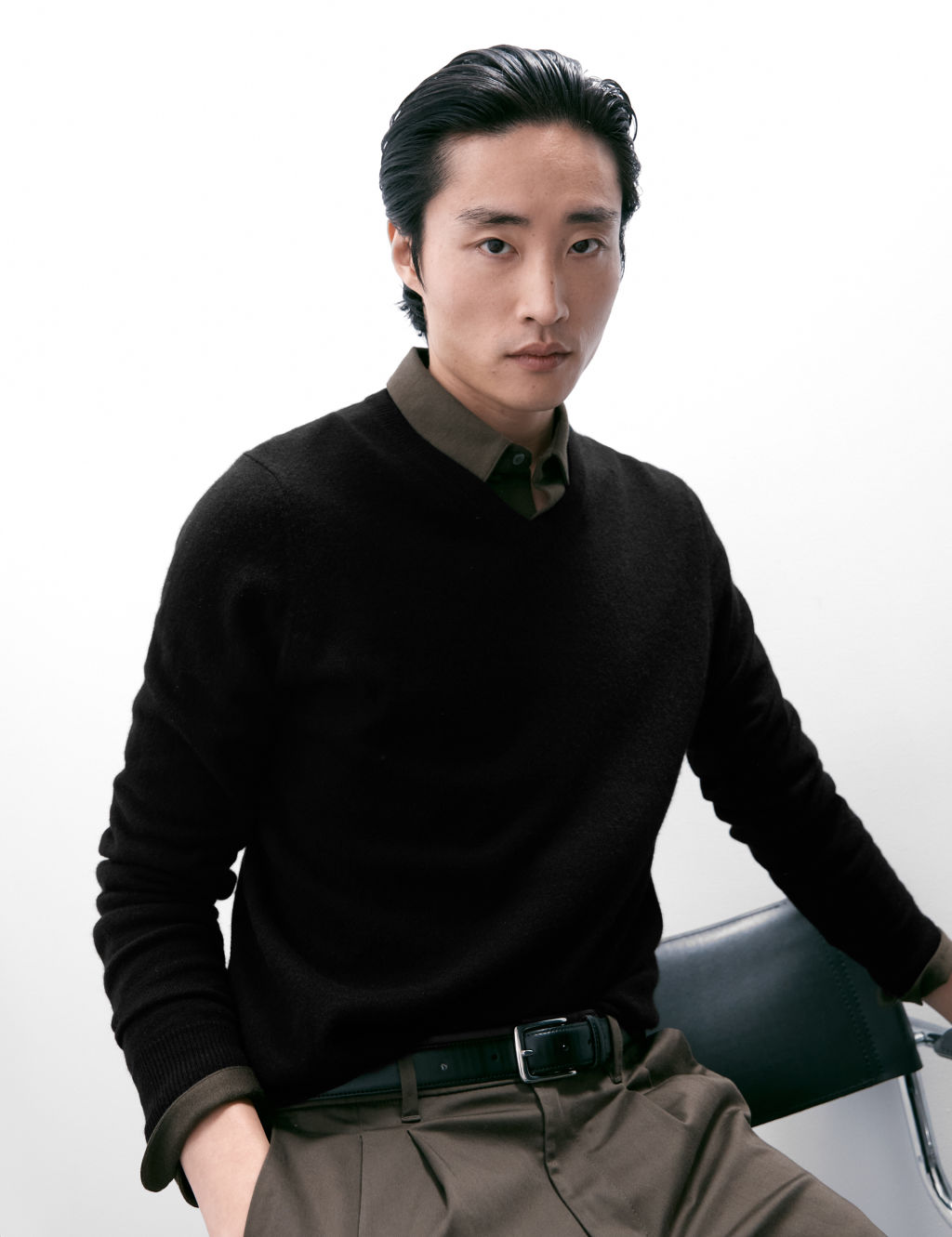 Autograph Pure Cashmere V-Neck Jumper - LREG - Black, Black