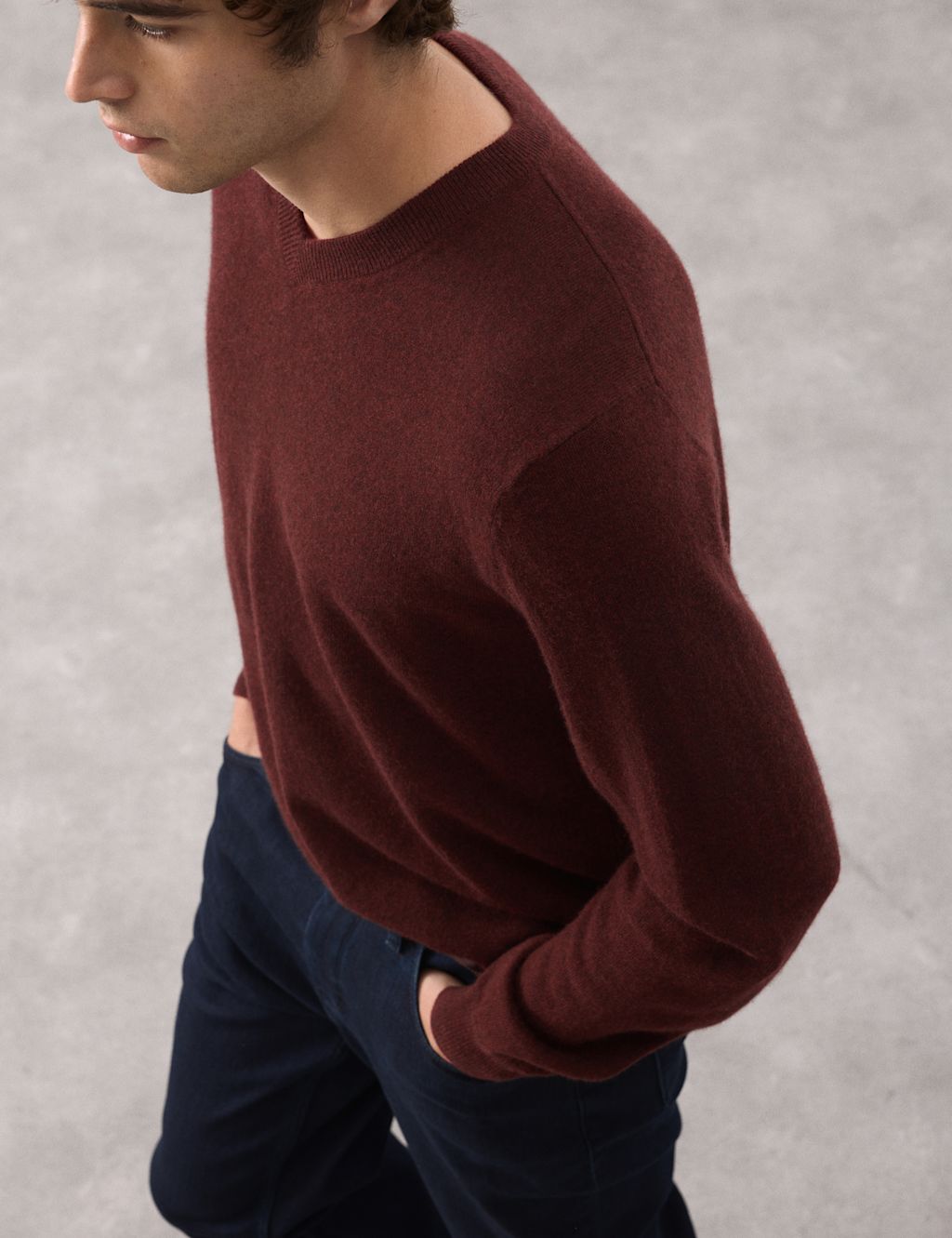 Autograph Pure Cashmere V-Neck Jumper - SREG - Burgundy, Burgundy