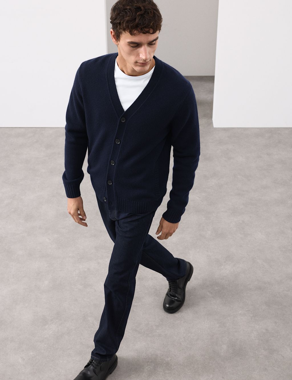 Autograph Cashmere Wool Blend Heavy Knit Cardigan - LREG - Dark Navy, Dark Navy