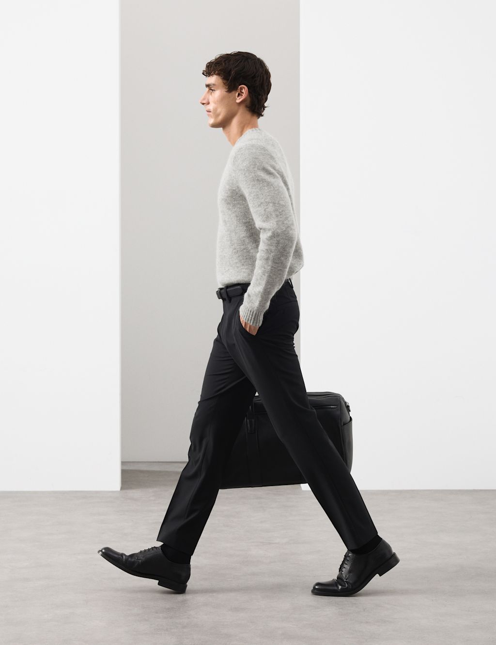 Autograph Merino Mohair Blend Relaxed Crew Jumper - LREG - Mid Grey, Mid Grey