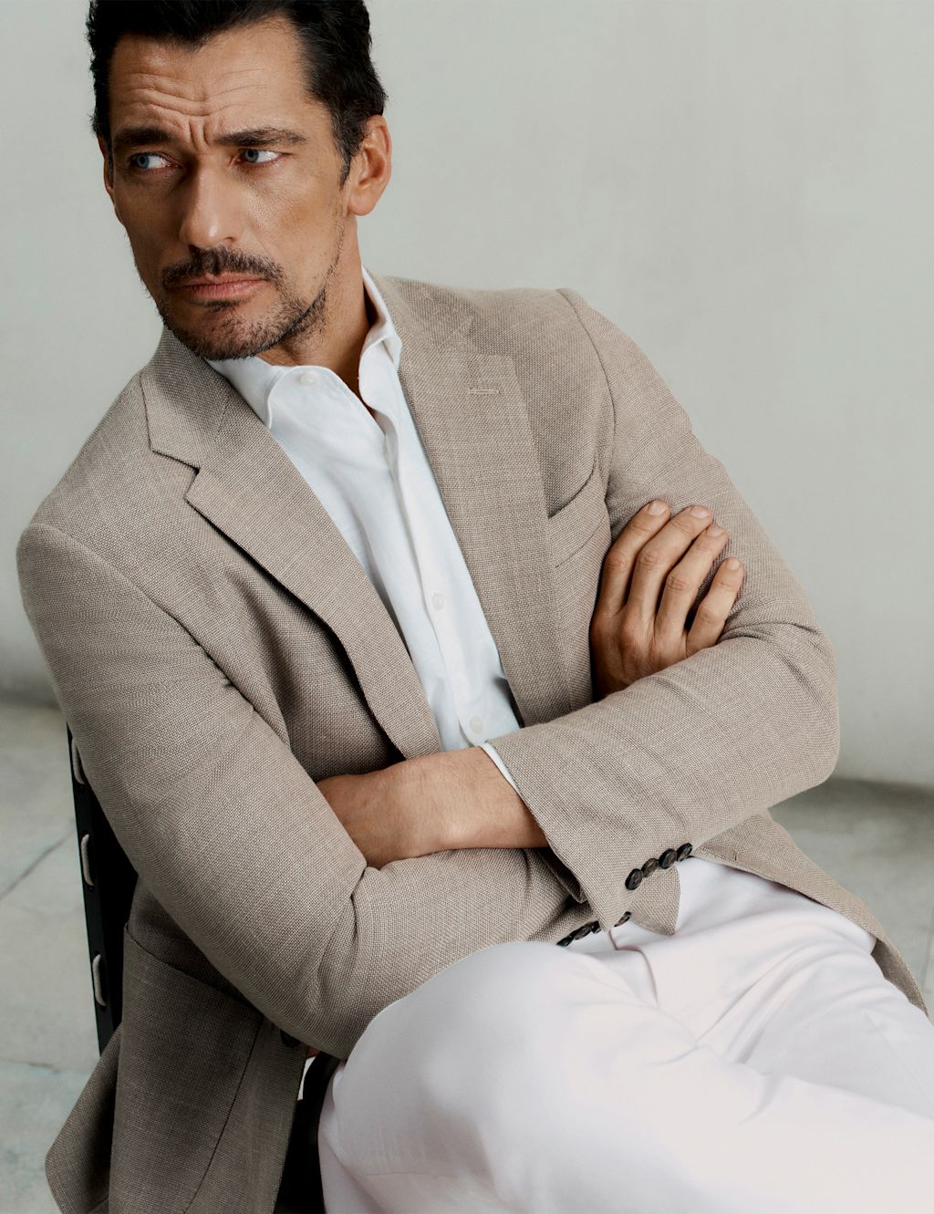 JAEGER  Tailored Fit Italian Wool Rich Blazer with Silk - 38 - Neutral, Neutral