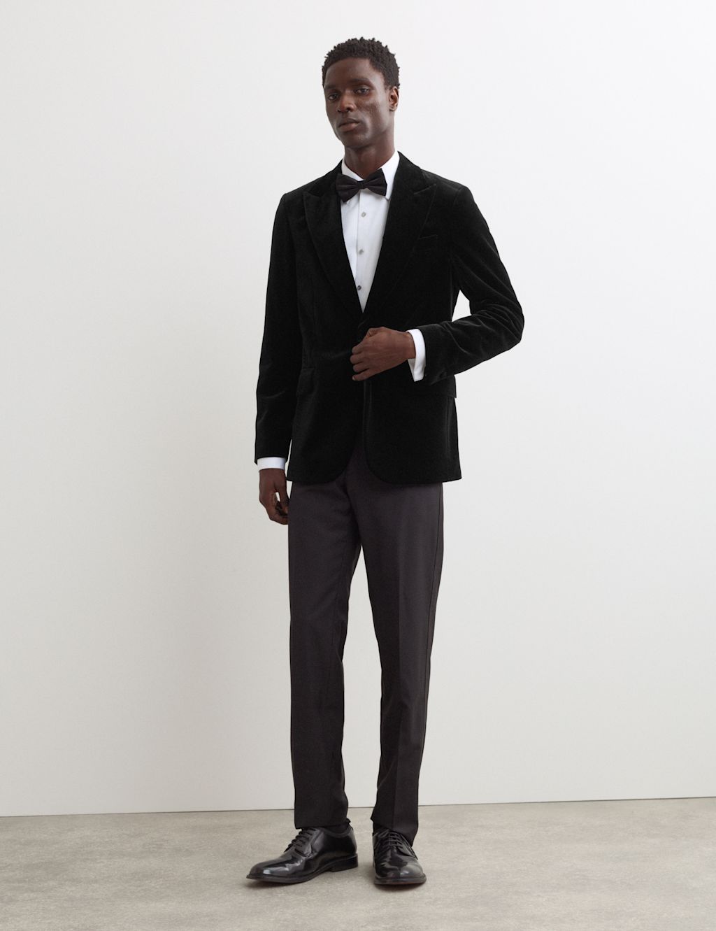 JAEGER  Pure Cotton Velvet Blazer - 36 - Black, Black