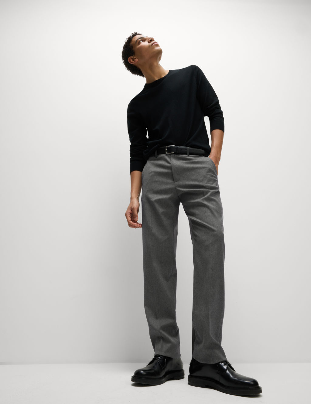 M&S Regular Fit Smart Stretch Trousers - 50SHT - Charcoal, Charcoal