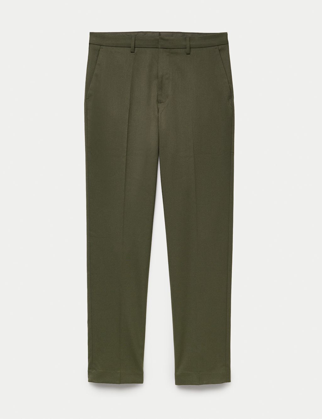 M&S Regular Fit Smart Stretch Trousers - 40REG - Dark Khaki, Dark Khaki