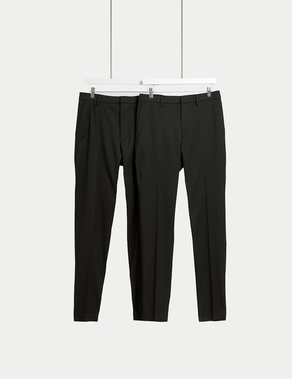 M&S 2 Pack Slim Fit Stretch Smart Trousers - 40SHT - Black, Black