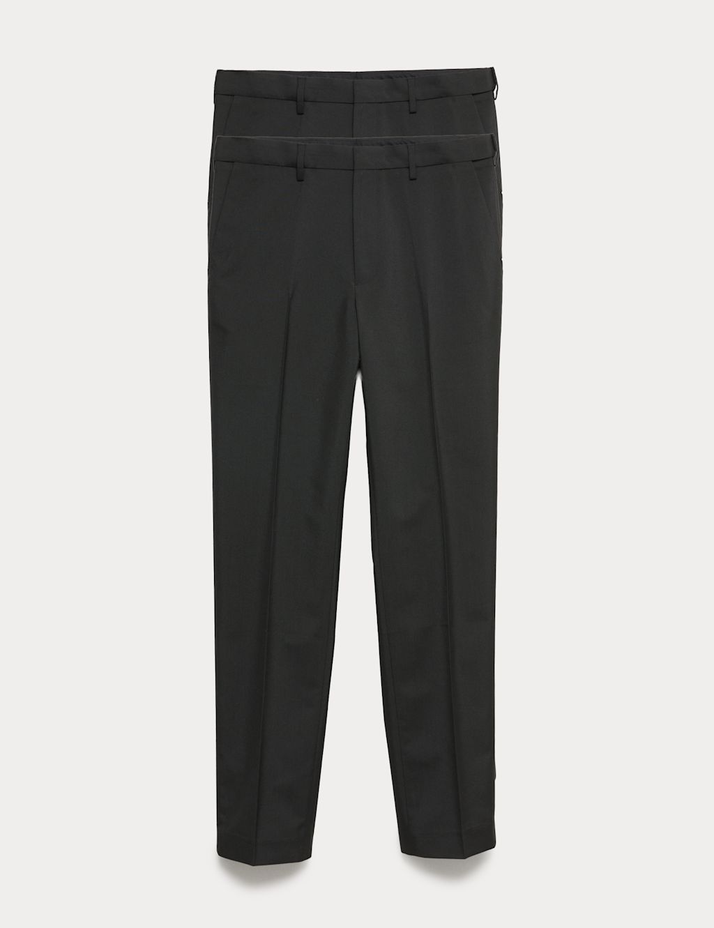 M&S 2 Pack Regular Fit Flat Front Trousers - 36LNG - Black, Black