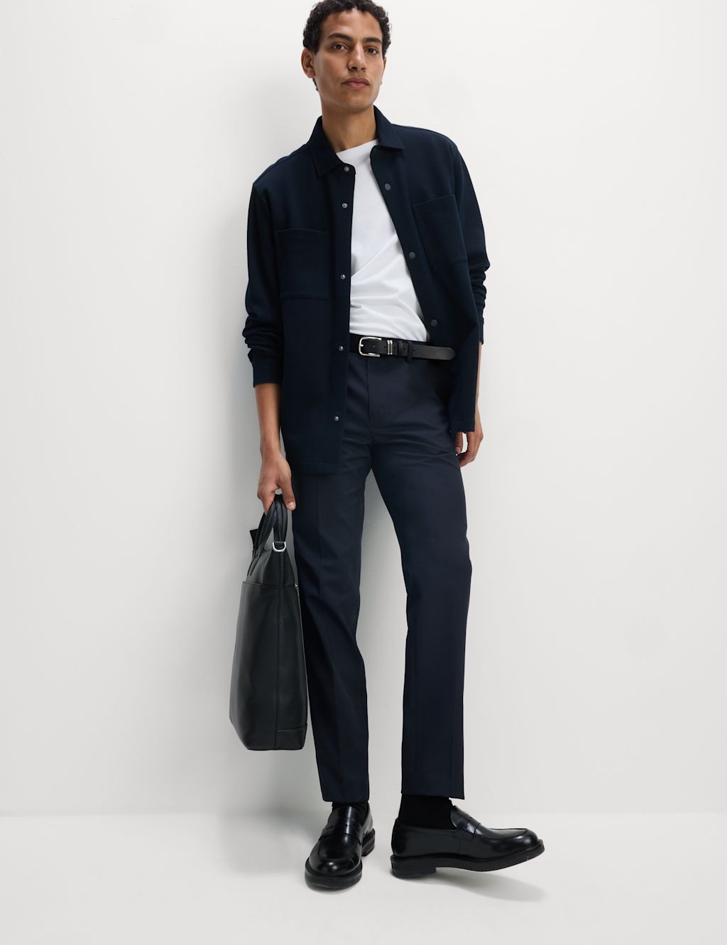 M&S Slim Fit Crease Resist Smart Trousers - 28REG - Navy, Navy