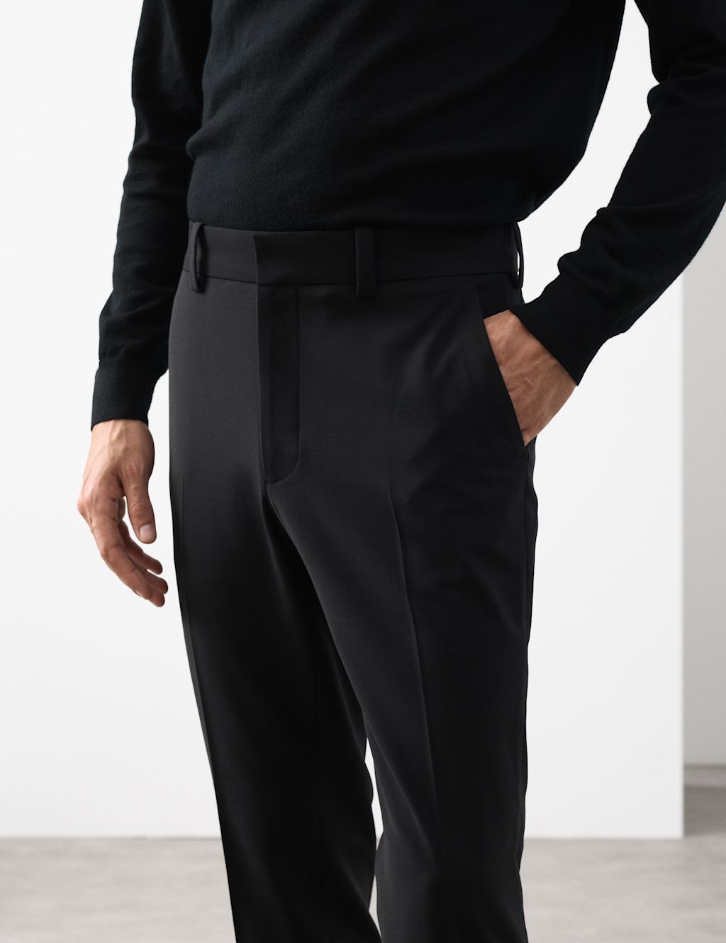 Autograph Slim Fit Wool Blend Performance Trousers - 32REG - Black, Black