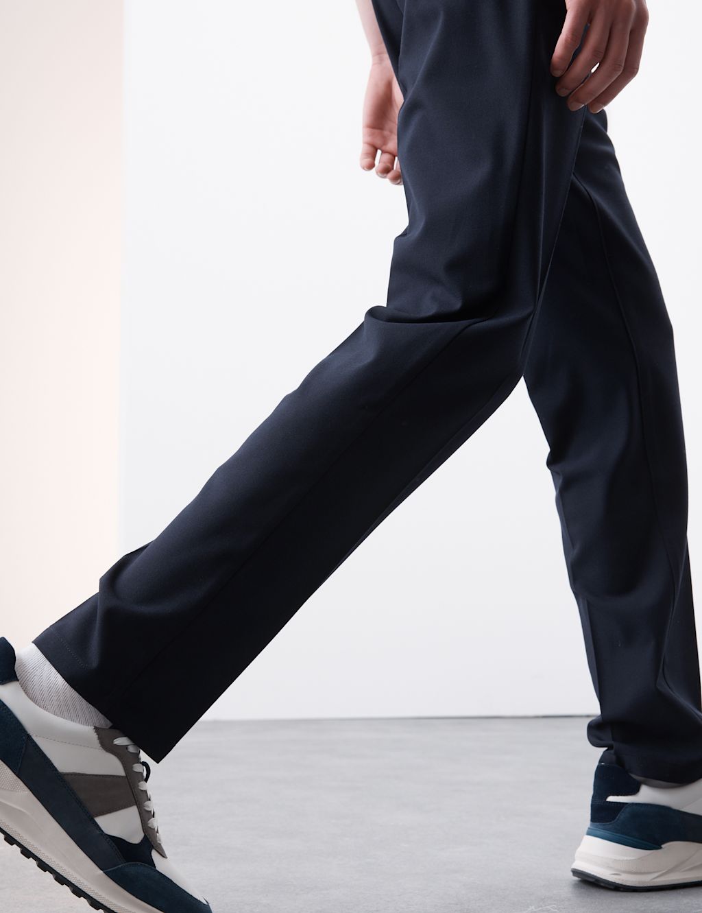 Autograph Regular Fit 360 Flex Elasticated Waist Trousers - MLNG - Navy, Navy