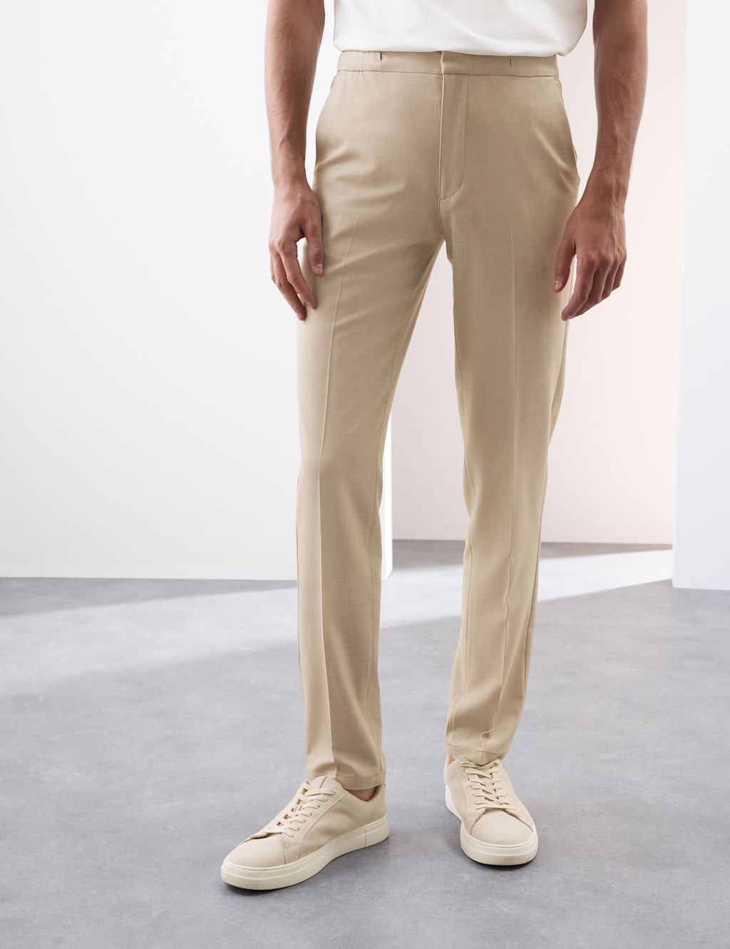 Autograph Regular Fit 360 Flex Elasticated Waist Trousers - LSHT - Sand, Sand