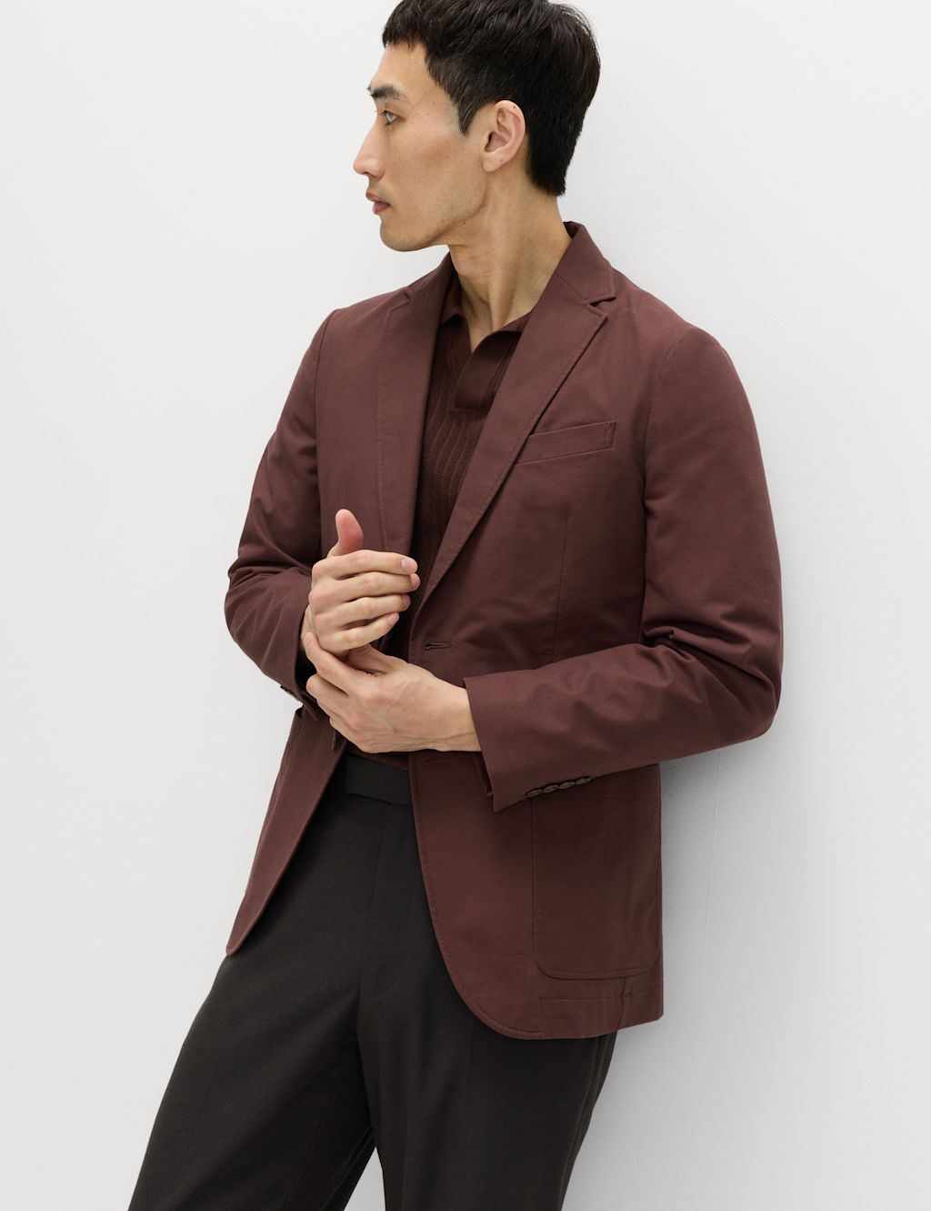 M&S Cotton Rich Laundered Canvas Blazer - 38 - Chestnut, Chestnut