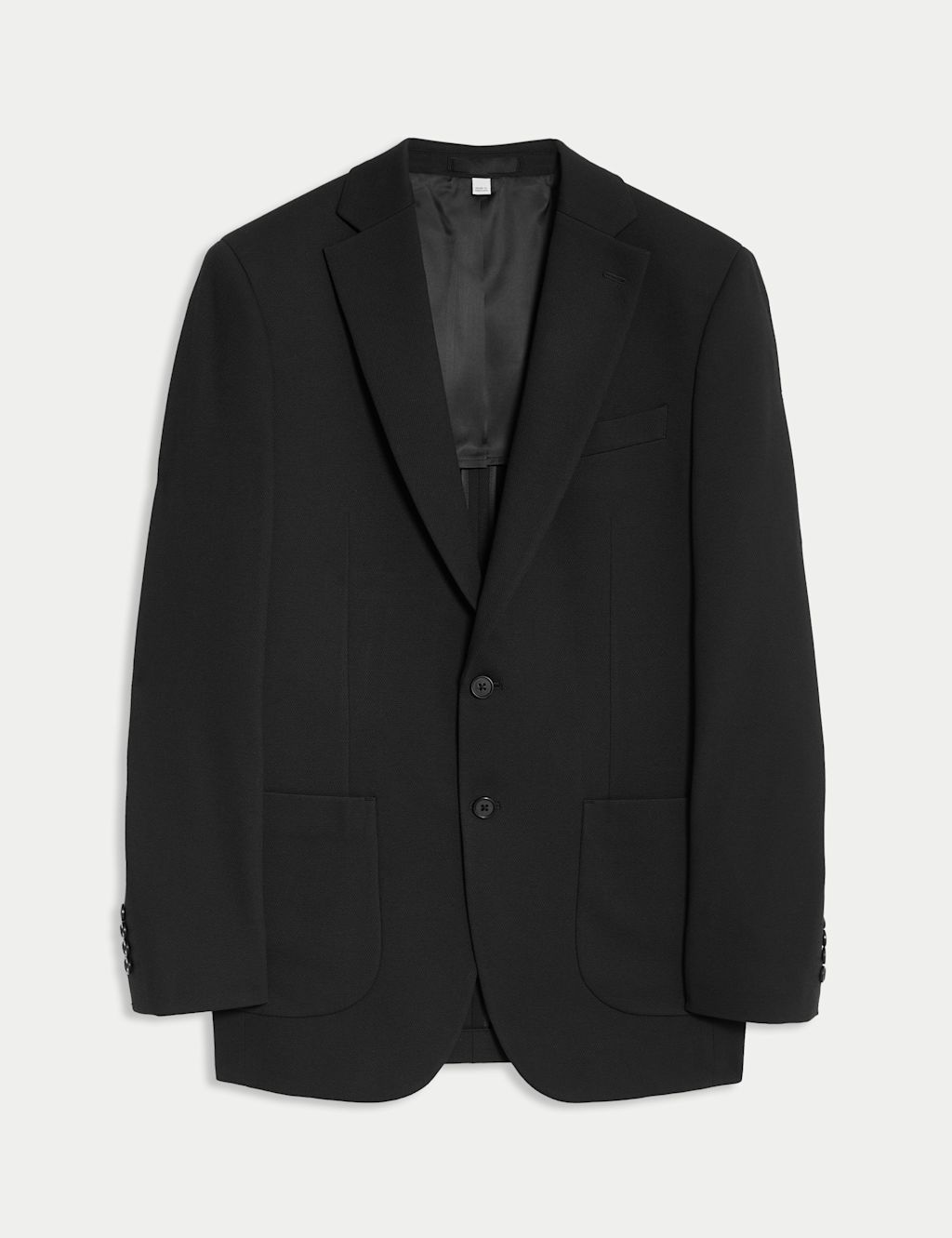M&S Tailored Fit Jersey Textured Blazer - 36 - Black, Black