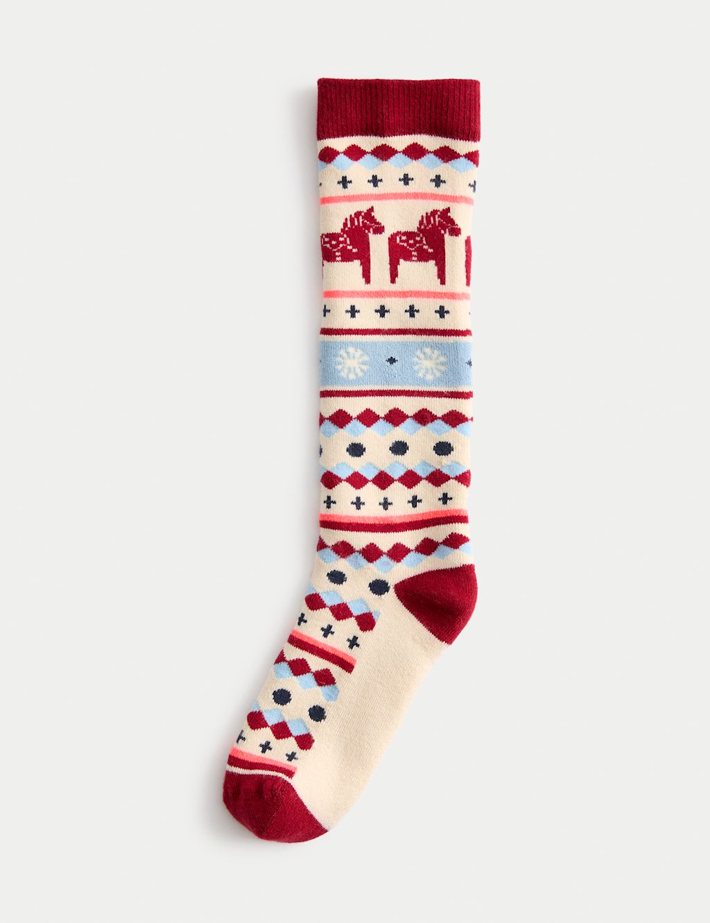 M&S x Binky Cotton Rich Welly Socks - 6-8+ - Red Mix, Red Mix
