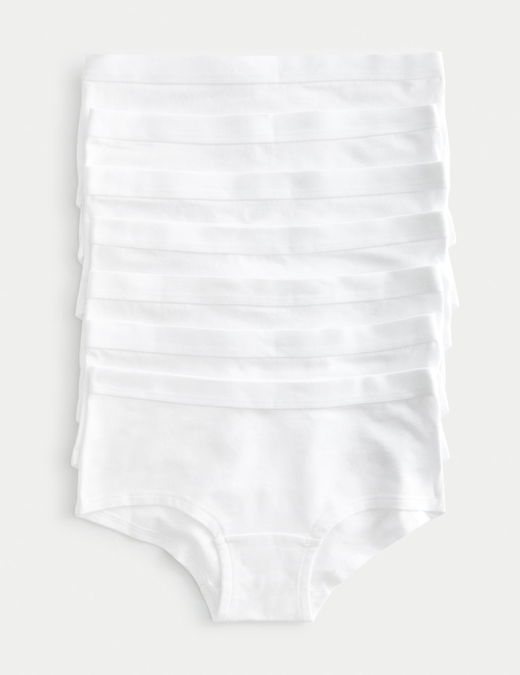 M&S 7pk Cotton Rich Shorts (5-16 Yrs) - 11-12 - White, White