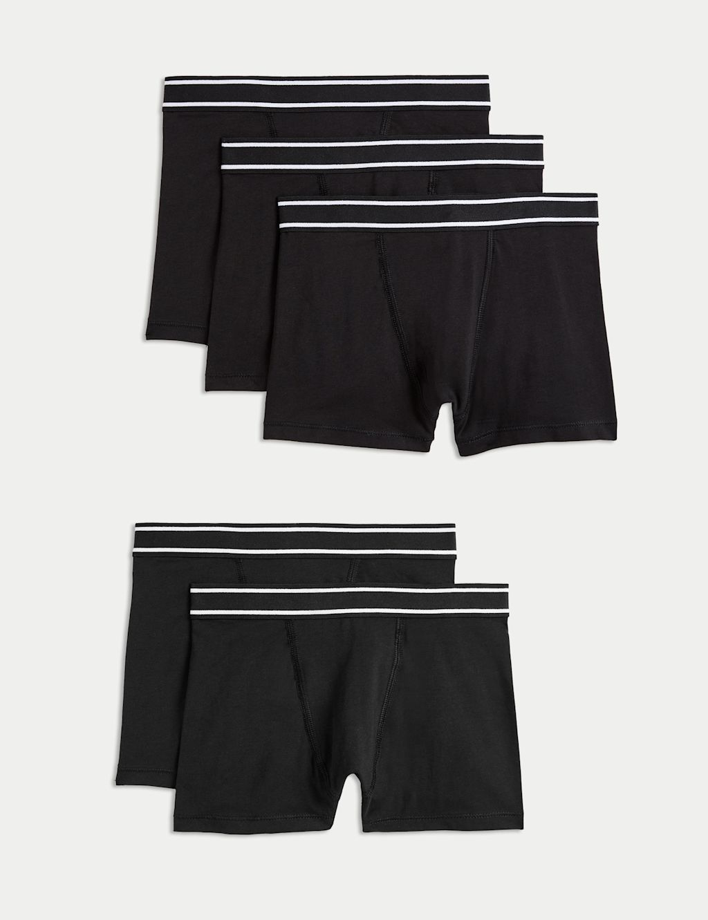 M&S 5pk Cotton with Stretch Trunks (5-16 Yrs) - 11-12 - Black, Black