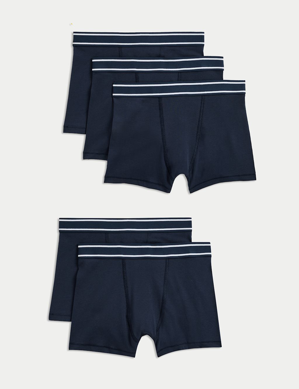 M&S 5pk Cotton with Stretch Trunks (5-16 Yrs) - 11-12 - Navy, Navy