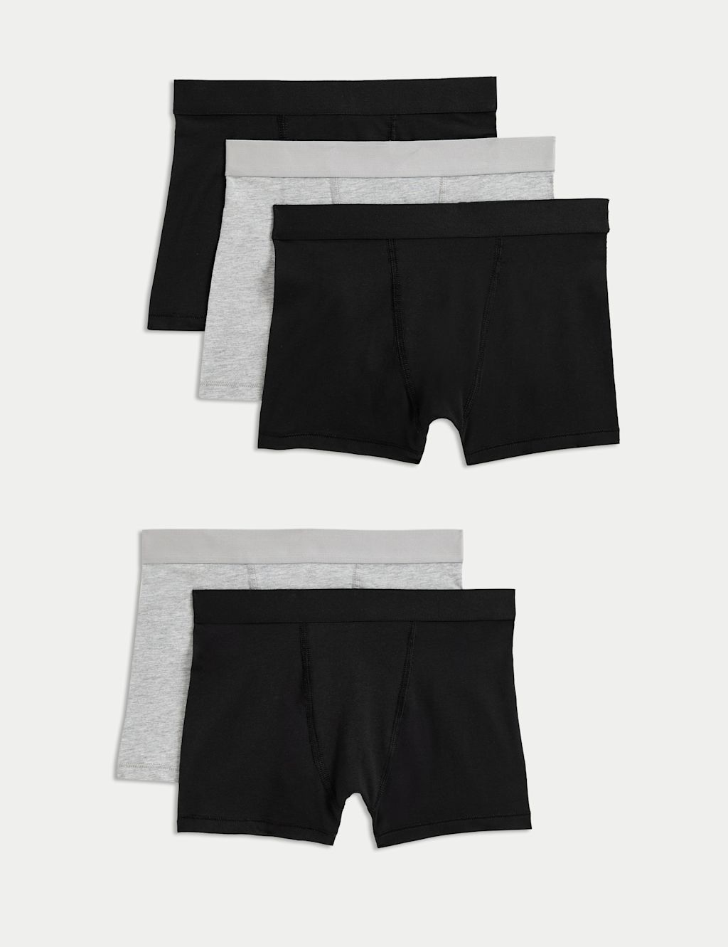 M&S 5pk Cotton with Stretch Trunks (5-16 Yrs) - 11-12 - Grey Mix, Grey Mix