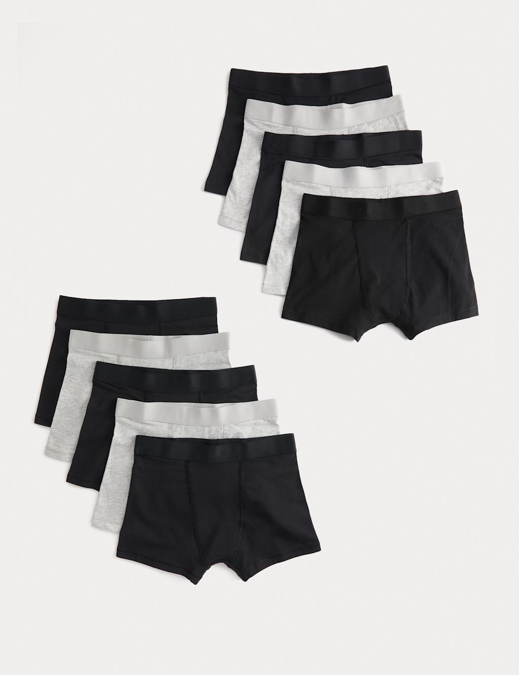 M&S 10pk Cotton with Stretch Trunks (5 - 16 Yrs) - 13-14 - Black, Black