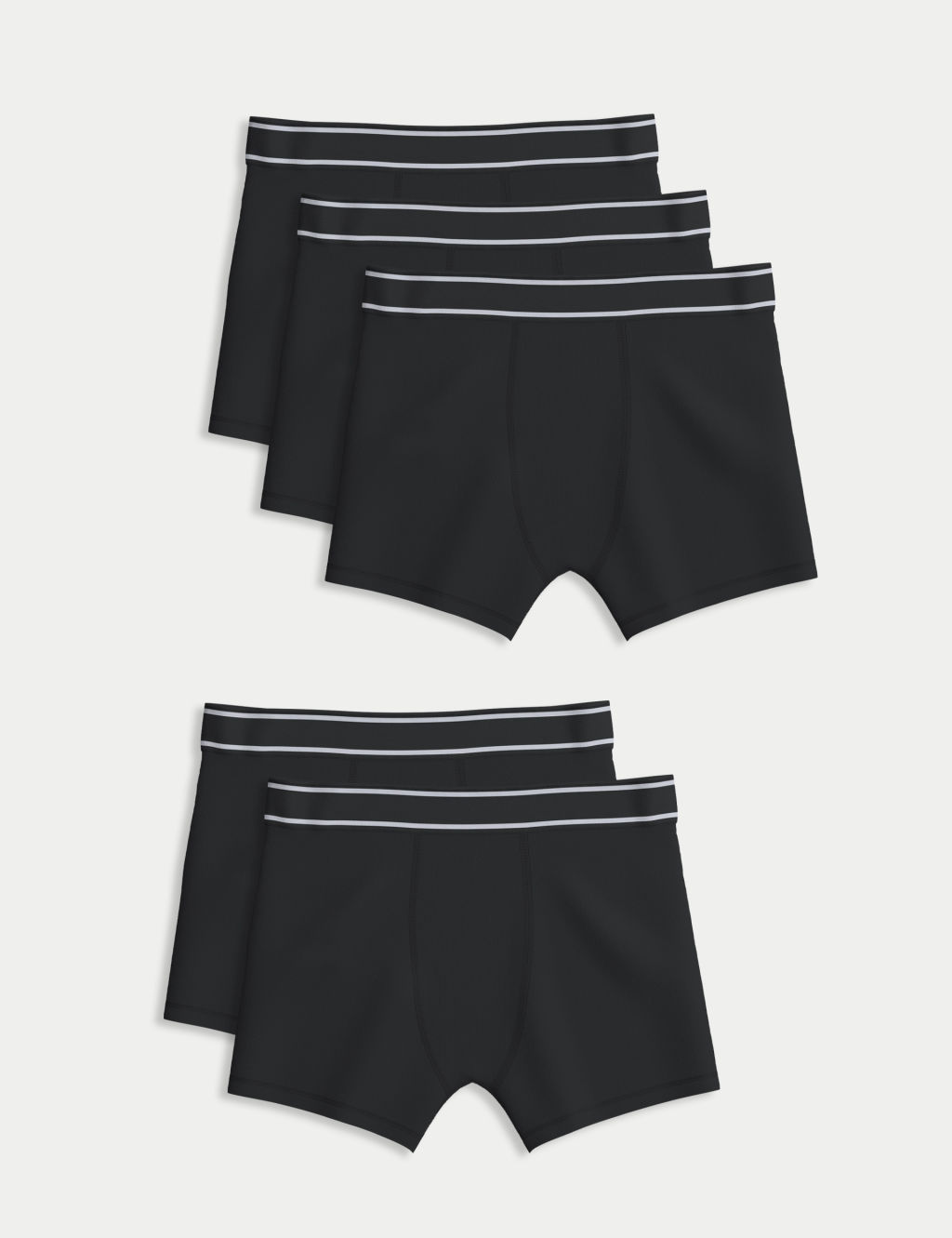 M&S 5pk Cotton with Stretch Trunks (5-16 Yrs) - 13-14 - Black, Black