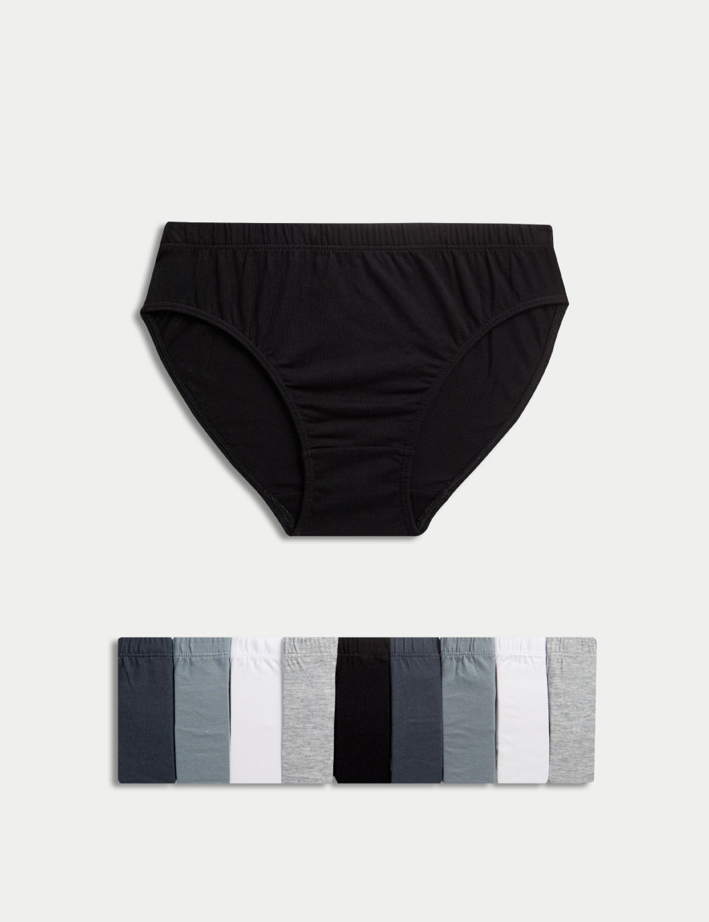 M&S 10pk Pure Cotton Briefs (2-14 Yrs) - 5-6 Y - Grey Mix, Grey Mix