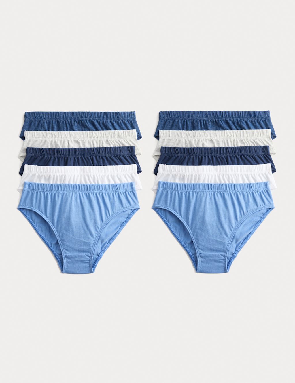 M&S 10pk Pure Cotton Briefs (2-14 Yrs) - 6-7 Y - Blue Mix, Blue Mix