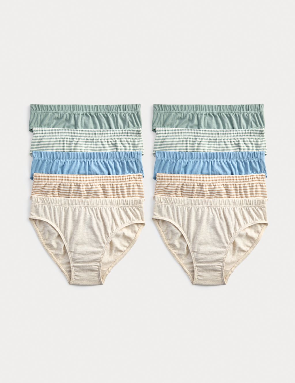 M&S 10pk Pure Cotton Stripes & Solids Briefs (2-14 Yrs) - 3-4 Y - Multi, Multi