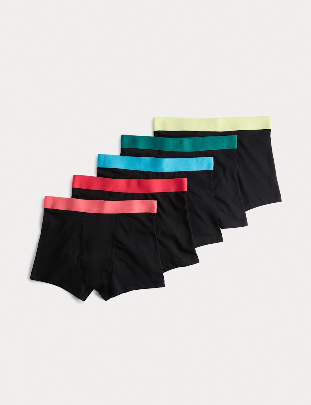 M&S 5pc Cotton Rich Trunks (5-16 Yrs) - 11-12 - Black Mix, Black Mix