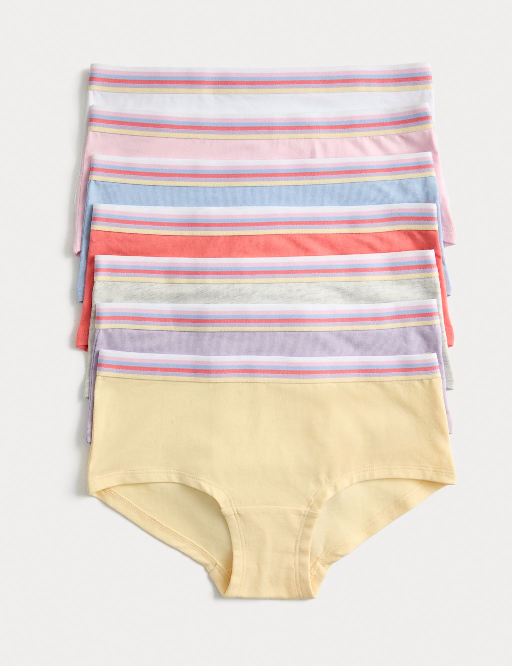 M&S 7pk Cotton With Stretch Rainbow Shorts (5-16 Yrs) - 15-16 - Multi, Multi