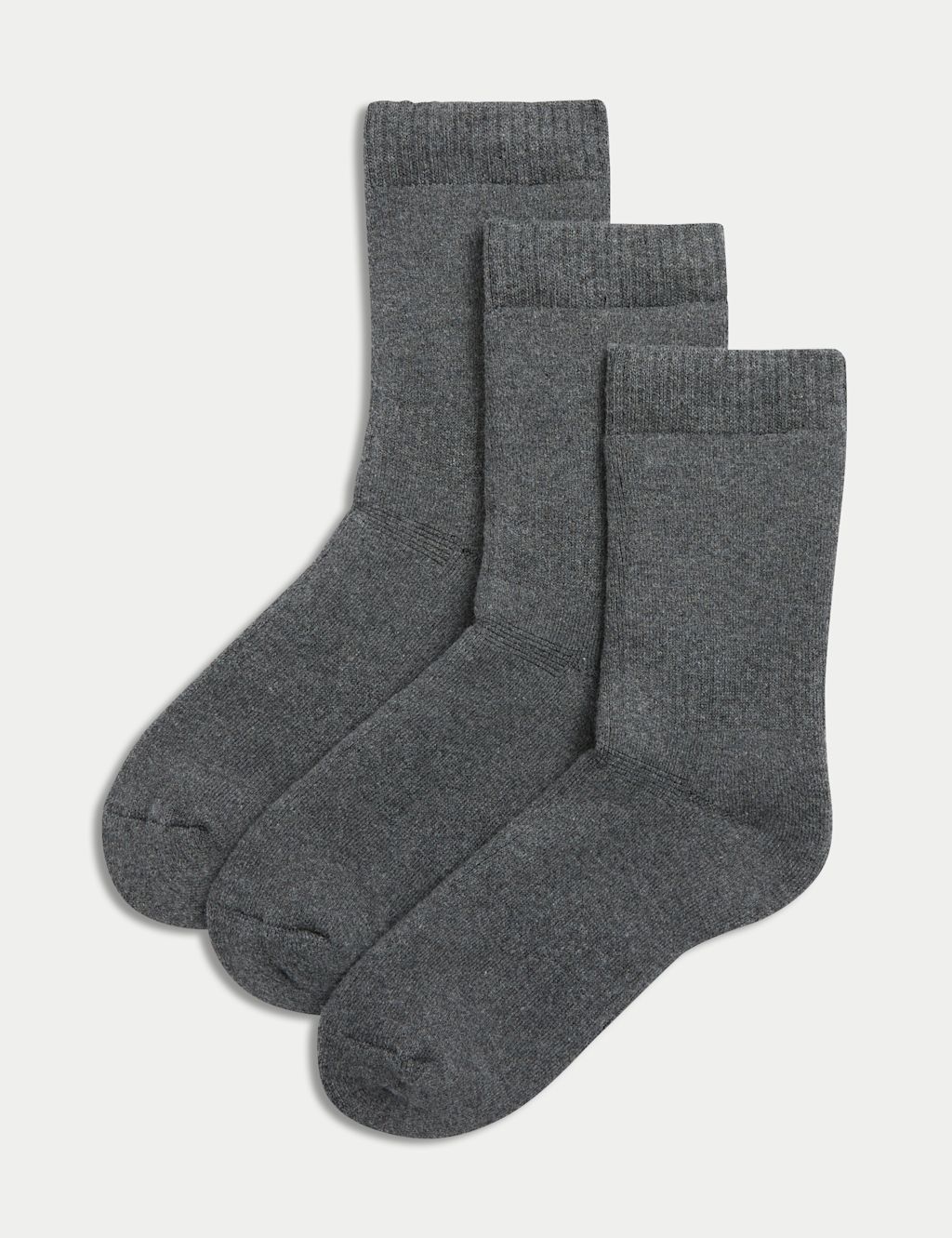 M&S 3pk Cotton Blend Thermal Socks (7-10 Yrs) - 4-7 - Grey, Grey