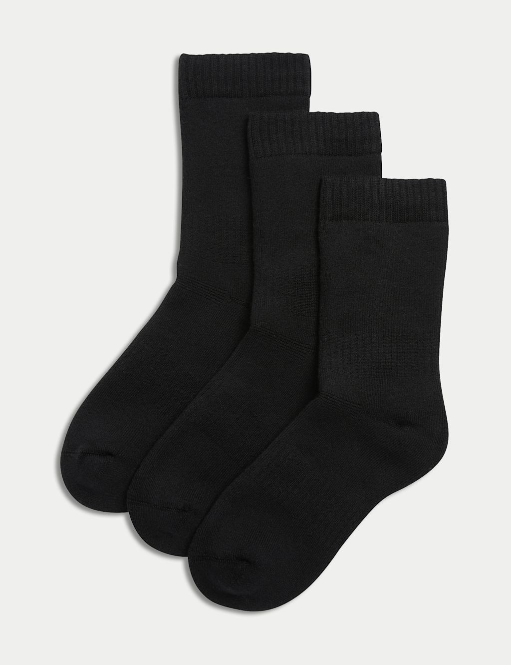 M&S 3pk Cotton Blend Thermal Socks (7-10 Yrs) - 4-7 - Black, Black