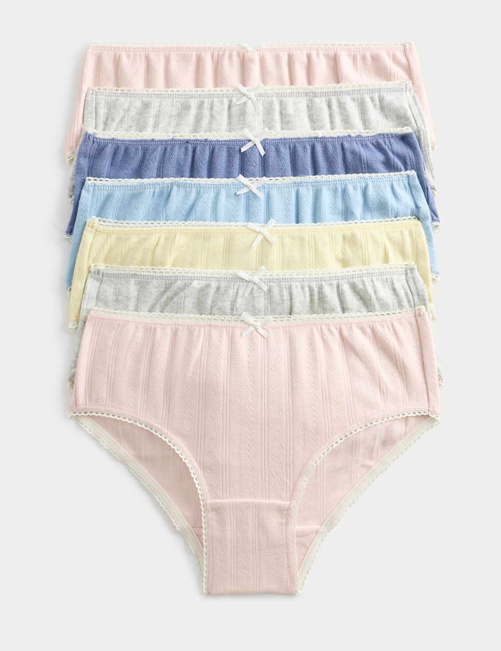 M&S 7 Pack Cotton with Stretch Pointelle Knickers (18 Mths-14 Yrs) - 2-3 Years - Pink Mix, Pink Mix