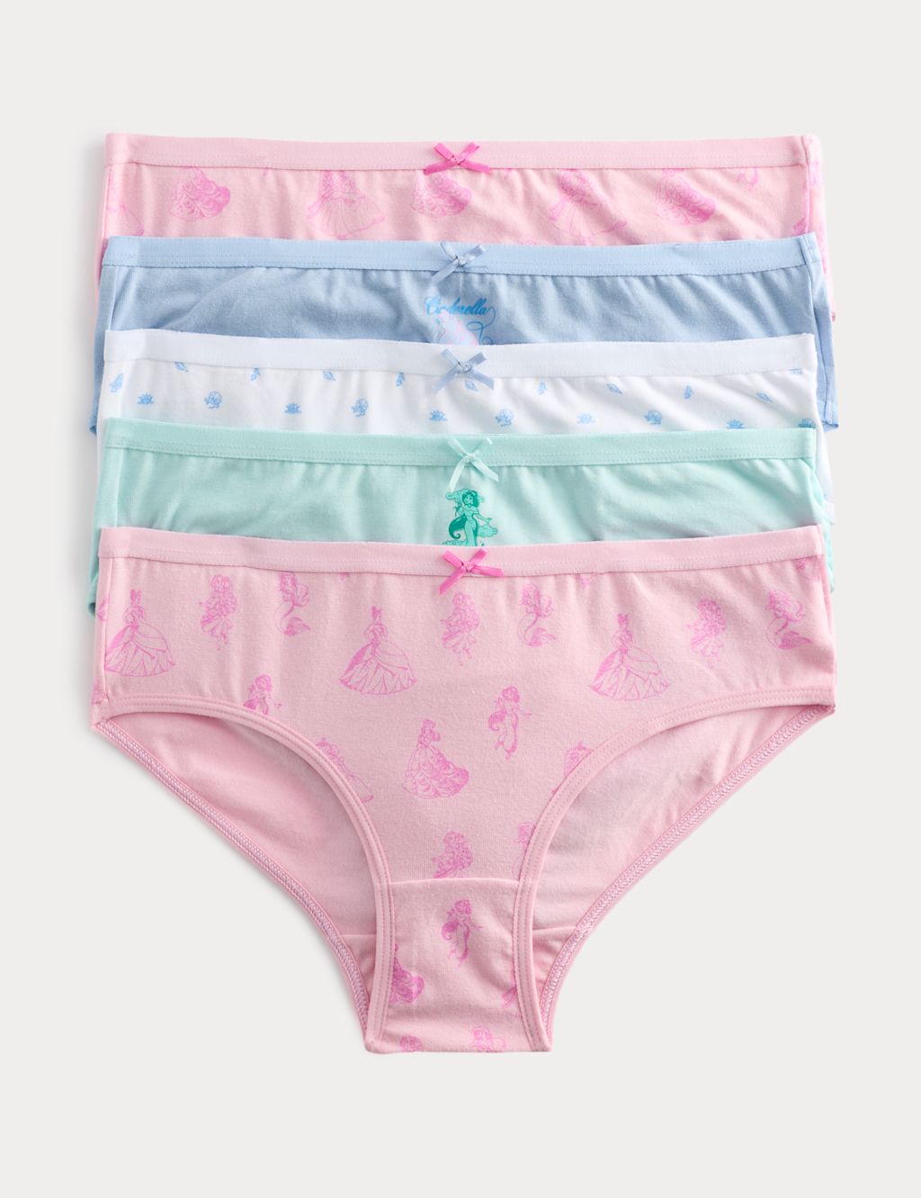 M&S 5 Pack Disney Princess&trade; Cotton with Stretch Knickers (18 Mths-8 Yrs) - 18-24 Months - Pink Mix, Pink Mix
