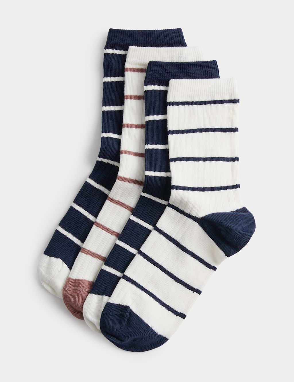 M&S 4 Pack Coloured Rib Stripe Socks (6 Small-7 Large) - 6-8&frac12; - Multi, Multi