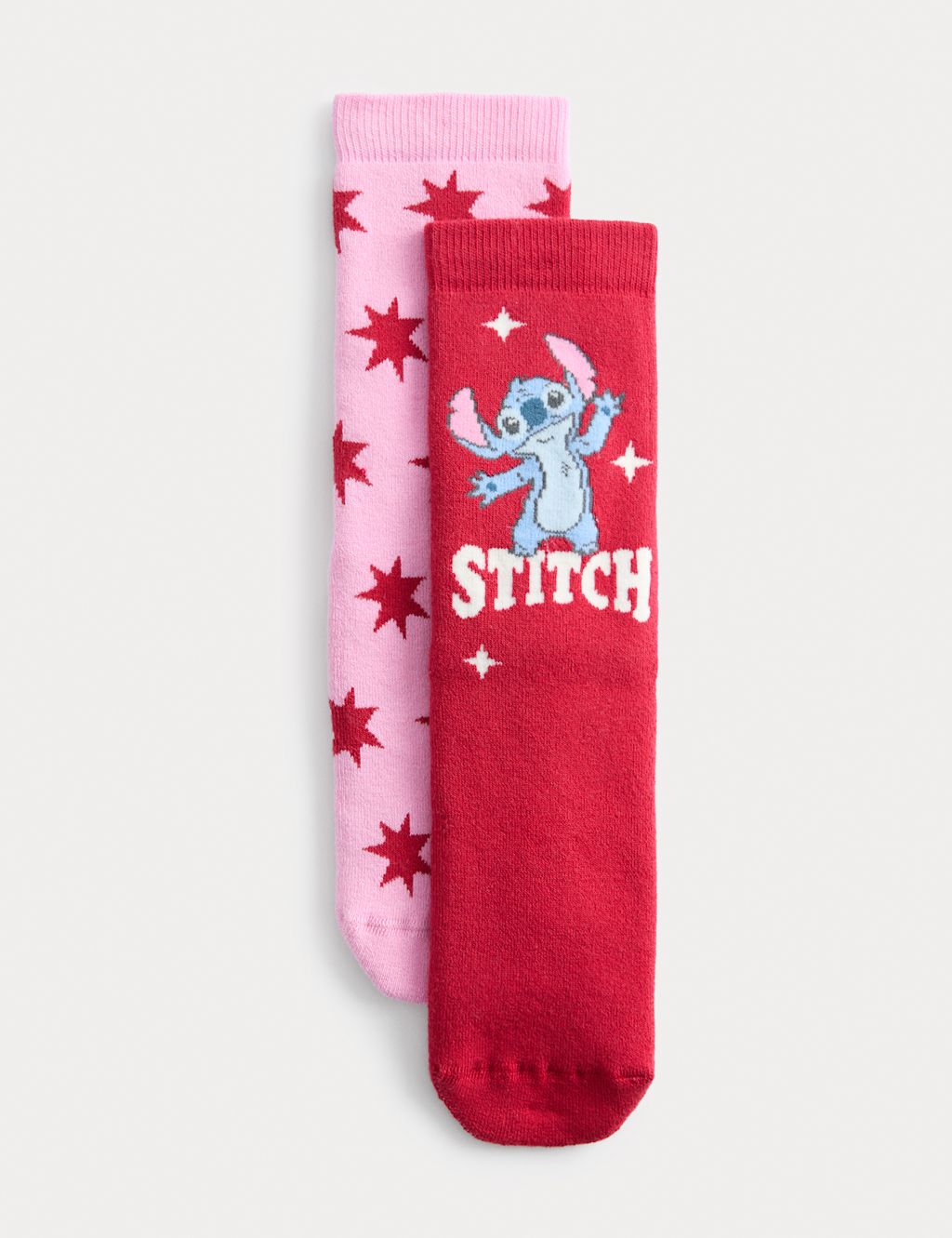 M&S 2 Pack Cotton Rich Lilo & Stitch™ Slipper Socks (6 Small - 7 Large) - 12+3+ - Multi, Multi