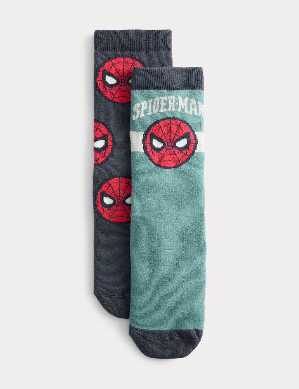 M&S 2 Pack Cotton Rich Spider-Man™ Slipper Socks - 6-8+ - Multi, Multi