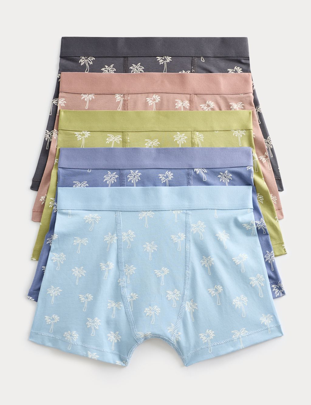 M&S 5 Pack Cotton with Stretch Palm Trunks (5-16 Yrs) - 7-8 Years - Multi, Multi
