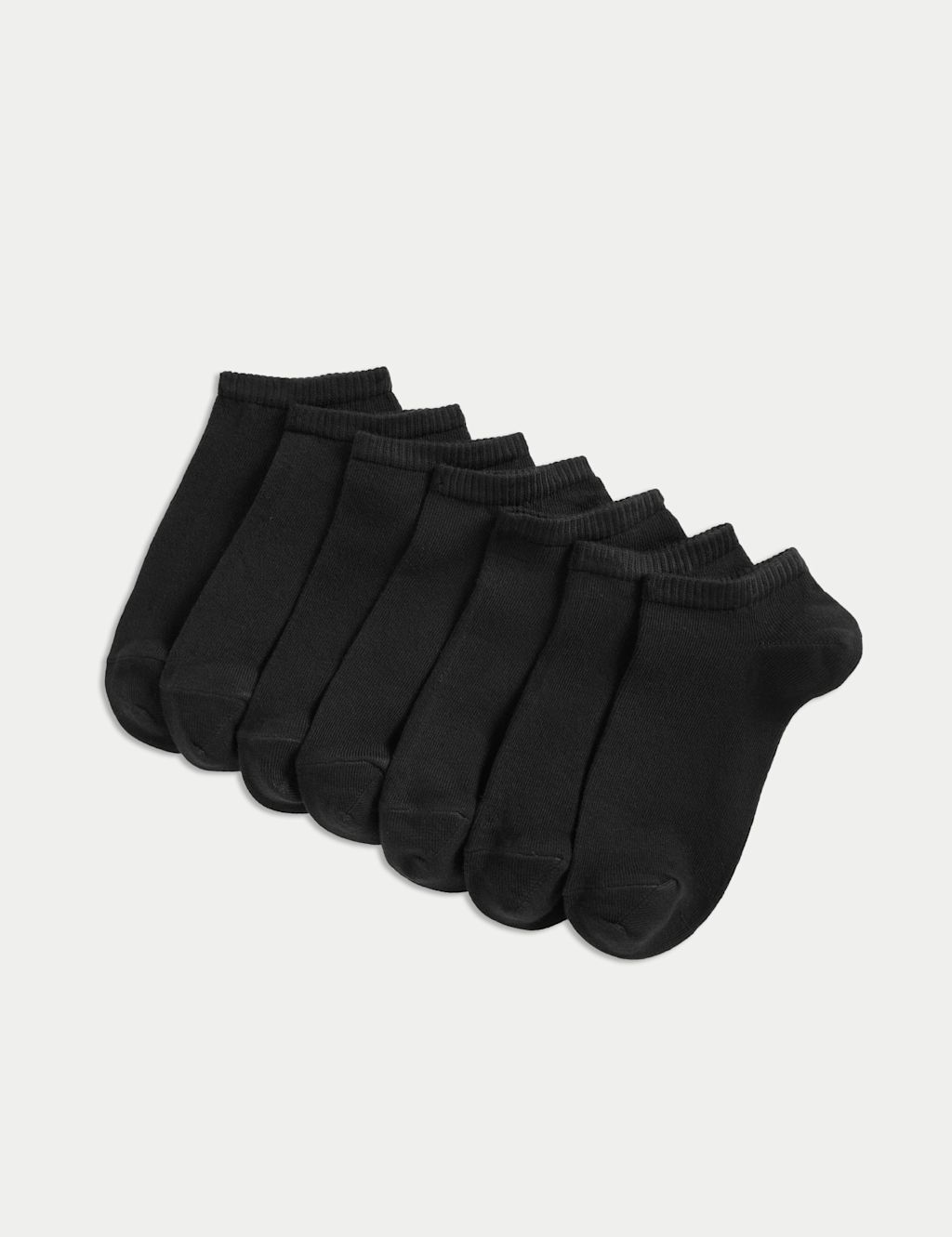 M&S 7 Pack Cotton Rich Trainer Liners&trade; (6 Small - 10&frac12; Large) - 6-8&frac12; - Black, Black