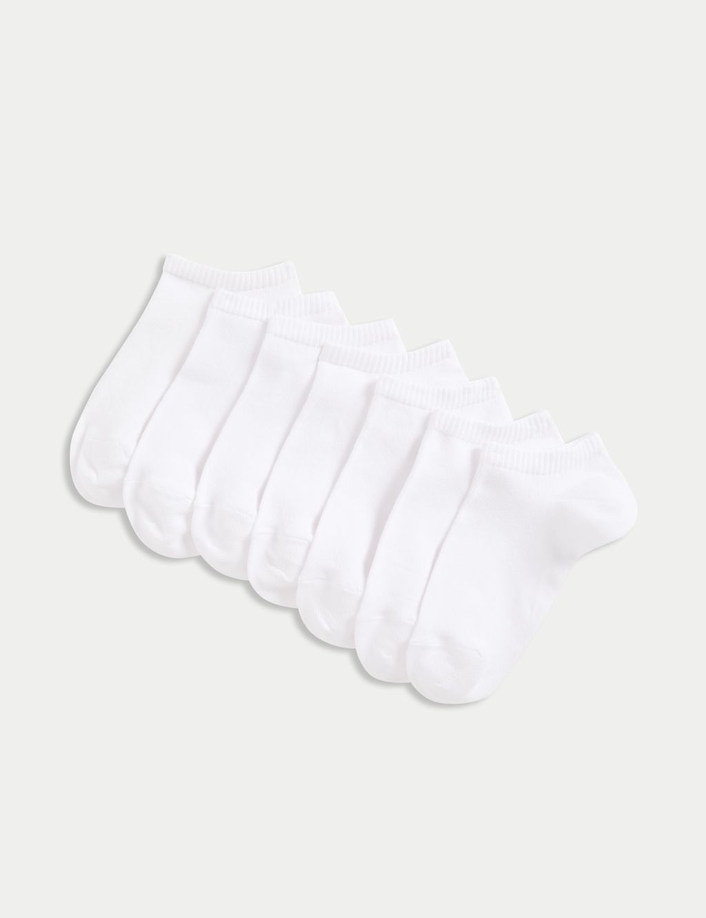 M&S 7 Pack Cotton Rich Trainer Liners&trade; (6 Small - 10&frac12; Large) - 4-7 - White, White