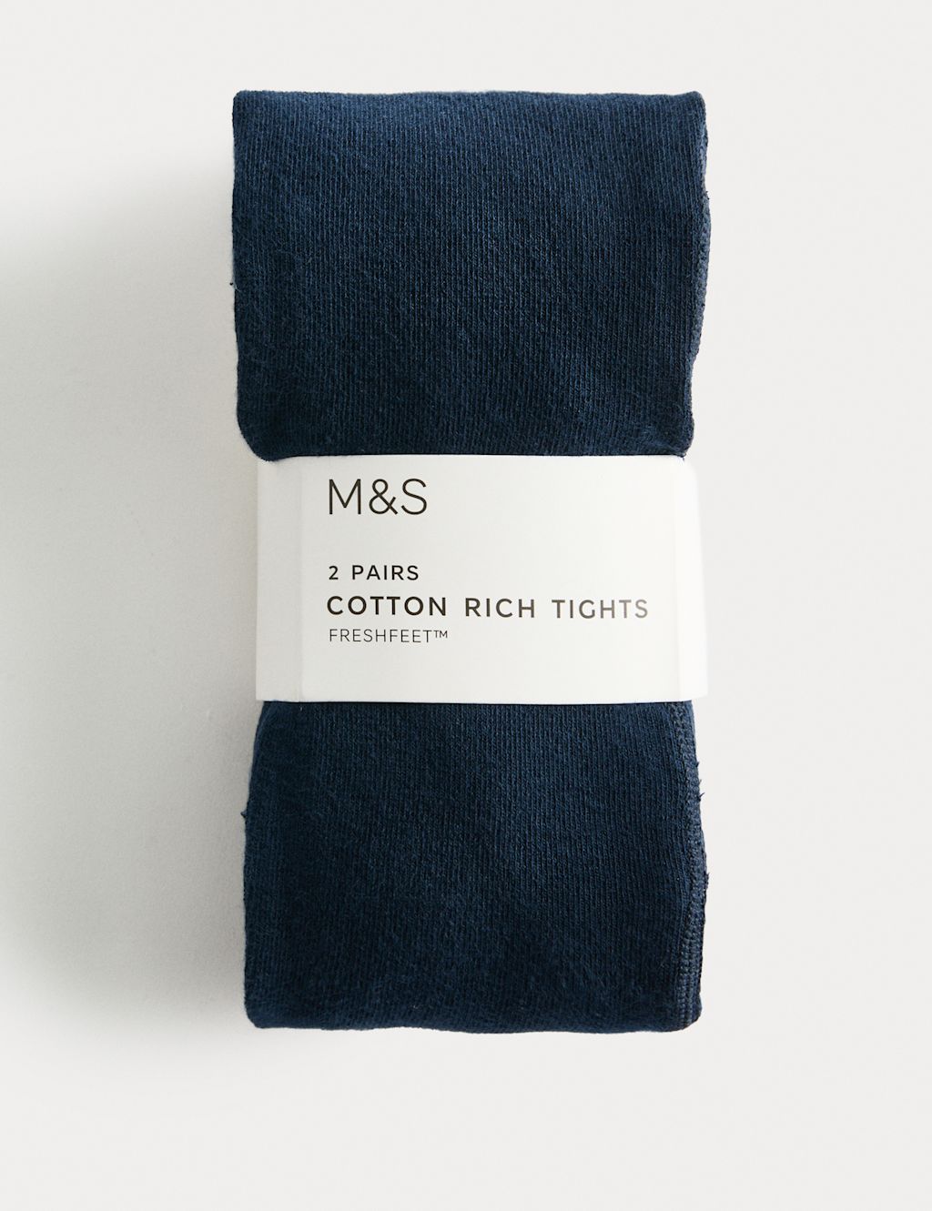 M&S 2 Pack Cotton Rich School Tights (2-16 Yrs) - 7-8 Y - Navy, Navy