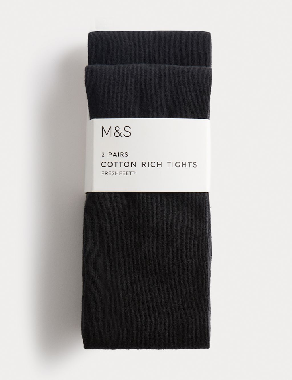 M&S 2 Pack Cotton Rich School Tights (2-16 Yrs) - 7-8 Y - Black, Black