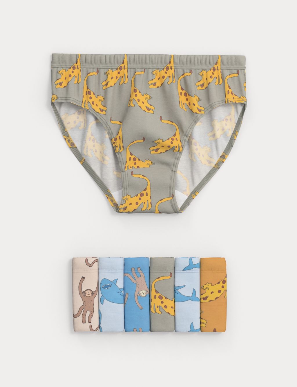 M&S 7pk Pure Cotton Animal Print Briefs (2-8 Yrs) - 3-4 Y - Multi, Multi