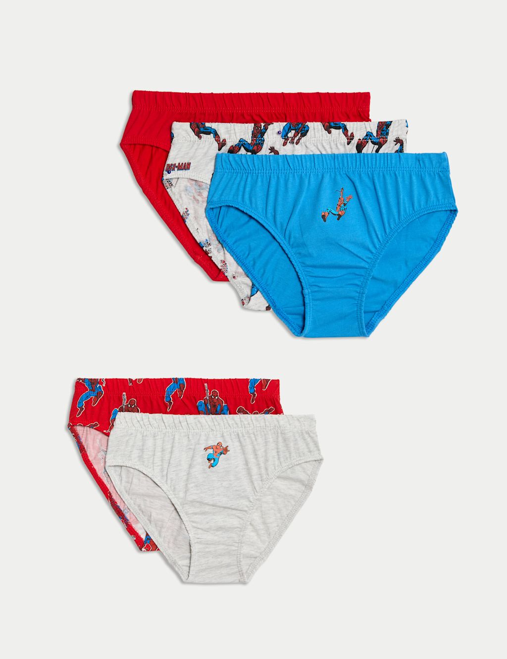 M&S 5pk Pure Cotton Spider-Man™ Briefs (2-8 Yrs) - 3-4 Y - Multi, Multi
