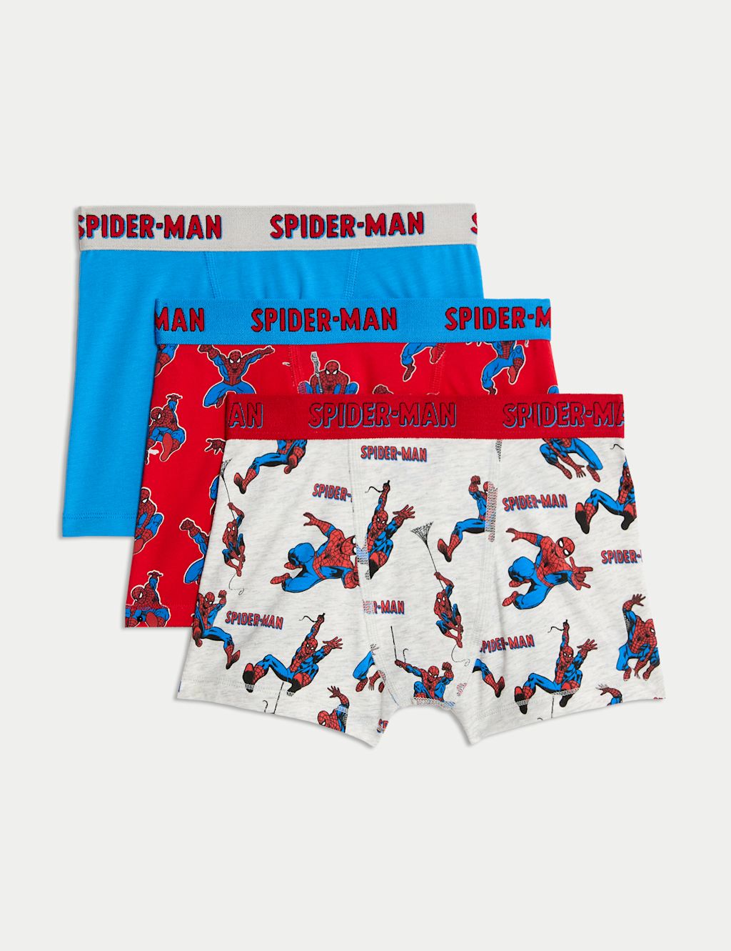 M&S 3pk Cotton Rich Spider-Man™ Trunks(3-10 Yrs) - 5-6 Y - Multi, Multi