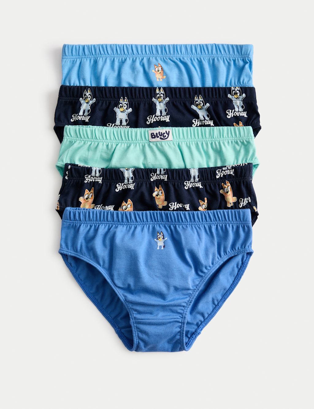M&S 5 Pack Pure Cotton Bluey&trade; Briefs (2-8 Yrs) - 2-3 Years - Multi, Multi