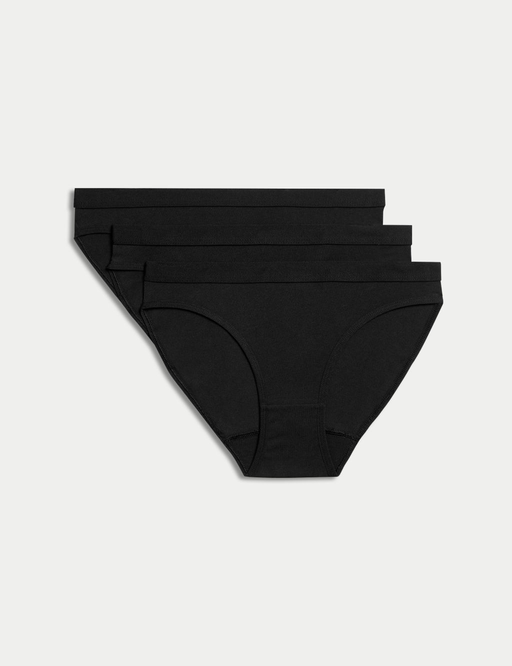 M&S 3pk Cotton with Stretch Knickers (6-16 Yrs) - 13-14 - Black, Black