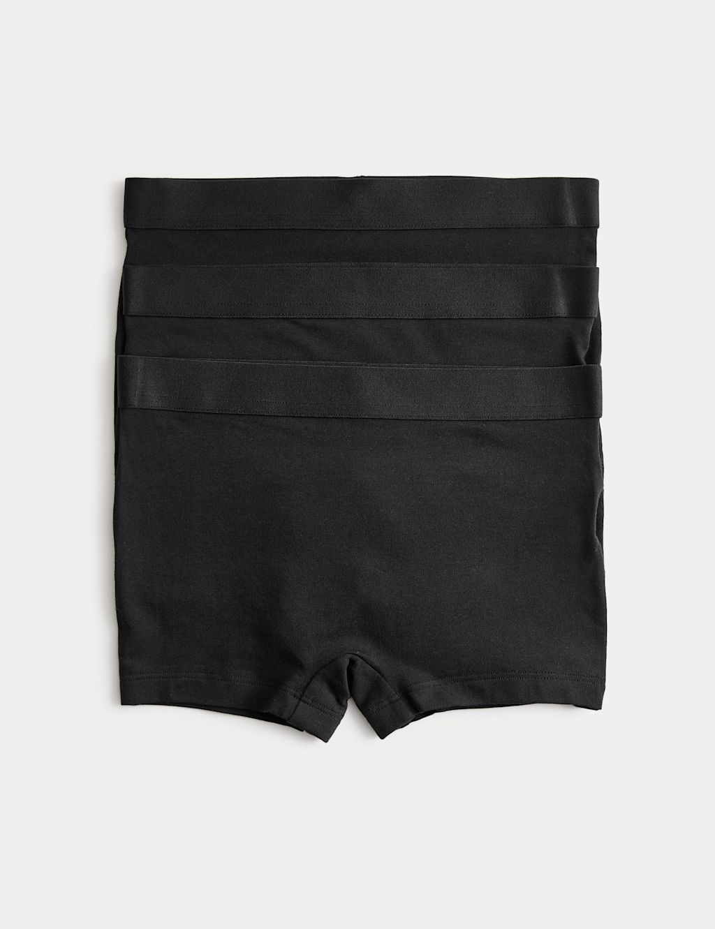 M&S 3pk Cotton with Stretch Boxer Shorts (6-16 Yrs) - 9-10Y - Black, Black